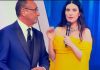 Carlo Conti e Laura Pausini nella terza serata di Sanremo 2026